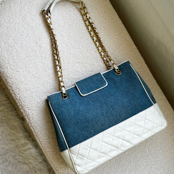 Chanel Large Vintage Denim Flap Tote with Gold Hardware - Picture 6 of 12